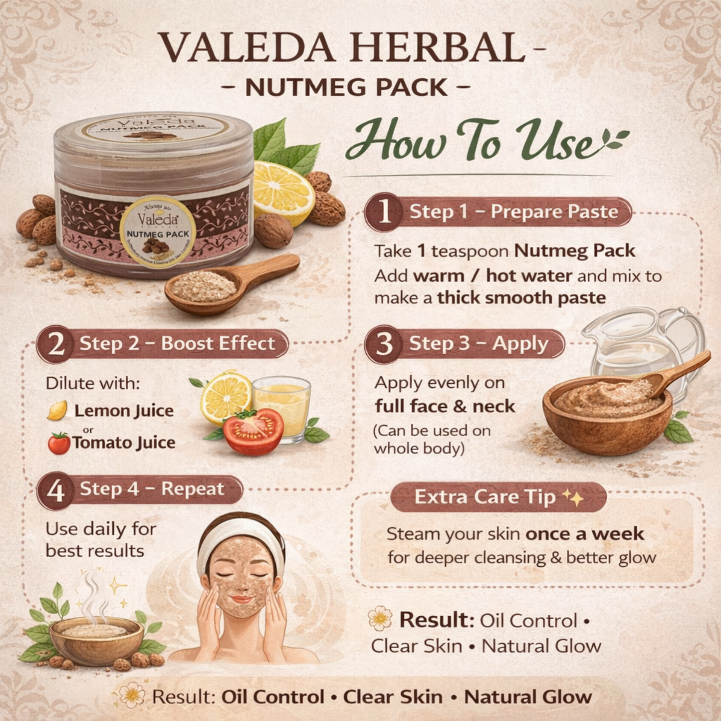VALEDA HERBAL NUTMEG PACK