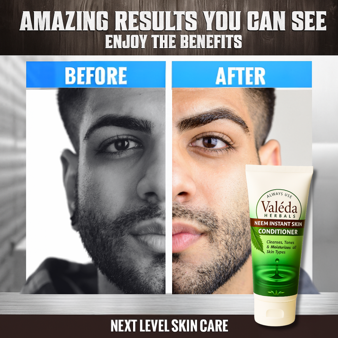 Valeda Neem Instant Skin Conditioner - All in one skin care, SLES, SLS & Paraben Free, Soap Free 100% Vegan for men