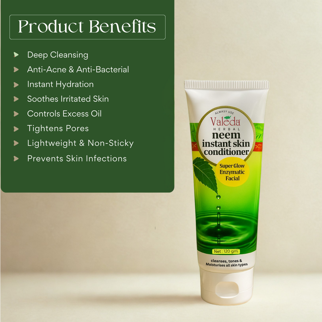 Valeda Neem Instant Skin Conditioner - All in one skin care, SLES, SLS & Paraben Free, Soap Free 100% Vegan for men