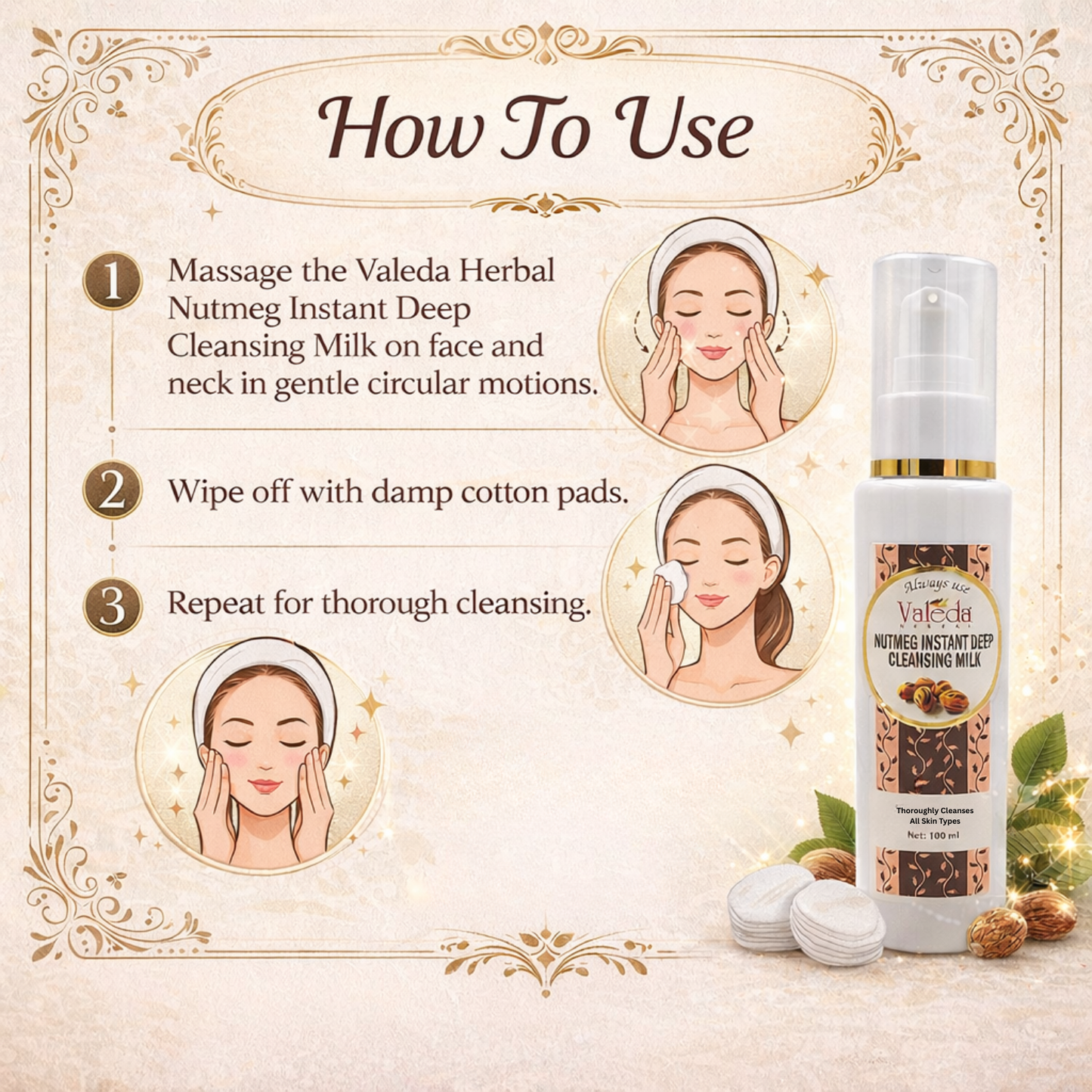 VALEDA HERBAL NUTMEG INSTANT DEEP CLEANSING MILK