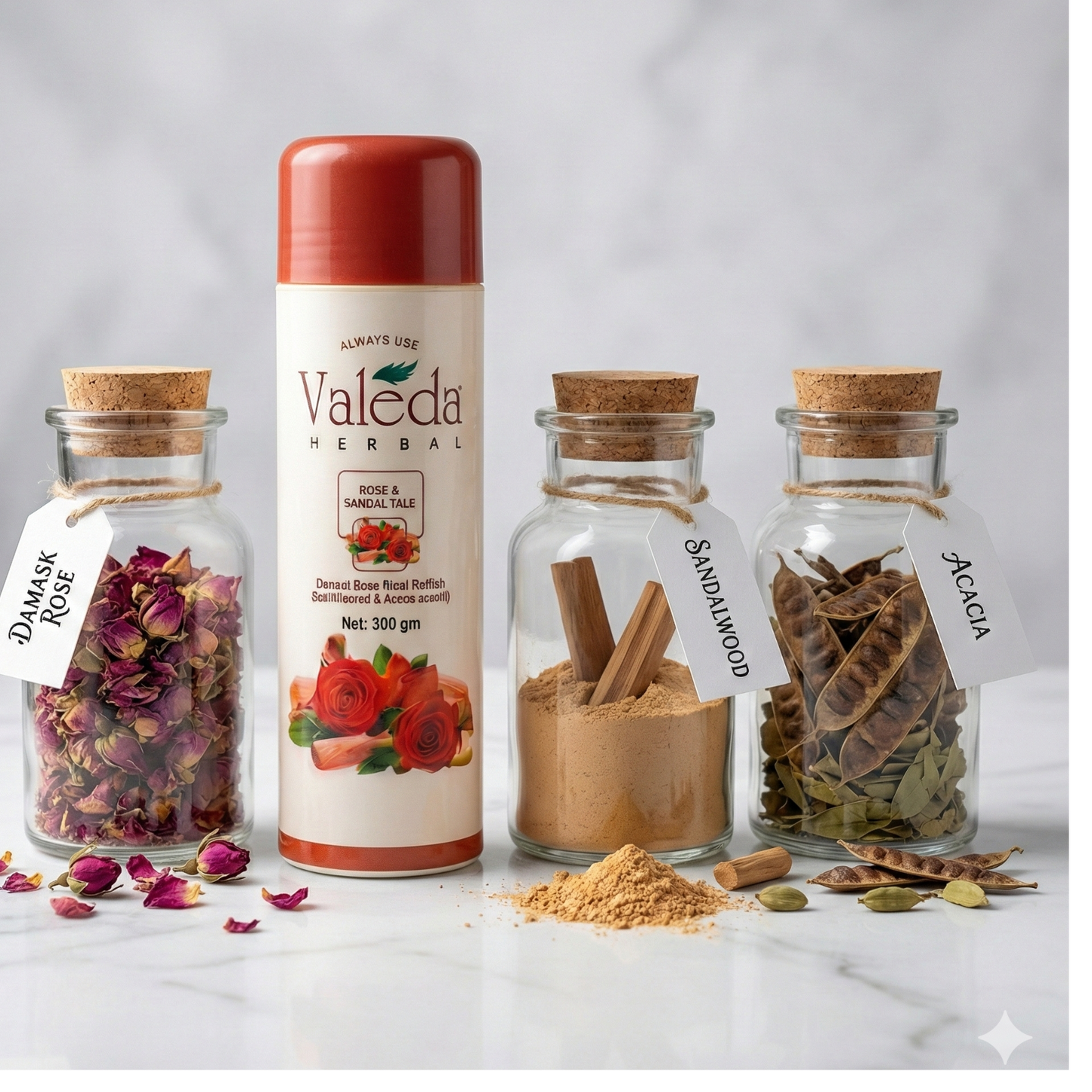 VALEDA HERBAL ROSE & SANDAL TALC