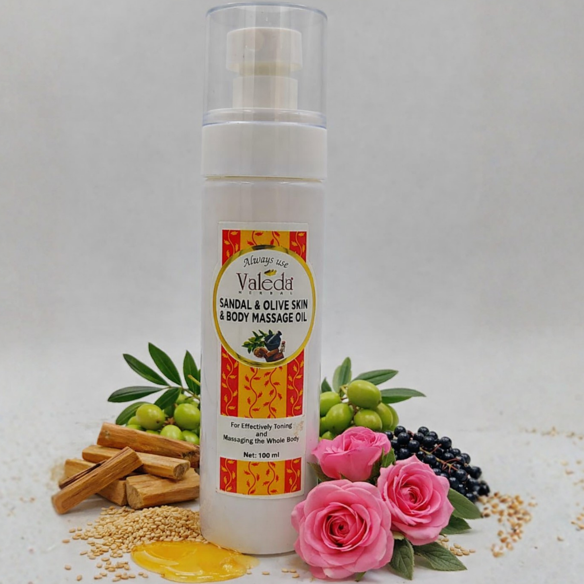 VALEDA HERBAL SANDAL & OLIVE SKIN & BODY MASSAGE OIL