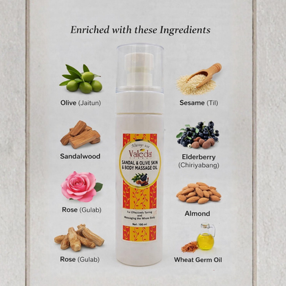 VALEDA HERBAL SANDAL & OLIVE SKIN & BODY MASSAGE OIL