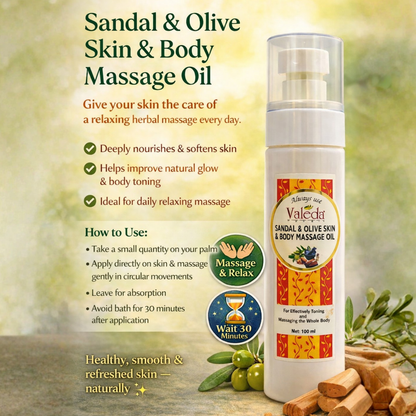 VALEDA HERBAL SANDAL & OLIVE SKIN & BODY MASSAGE OIL
