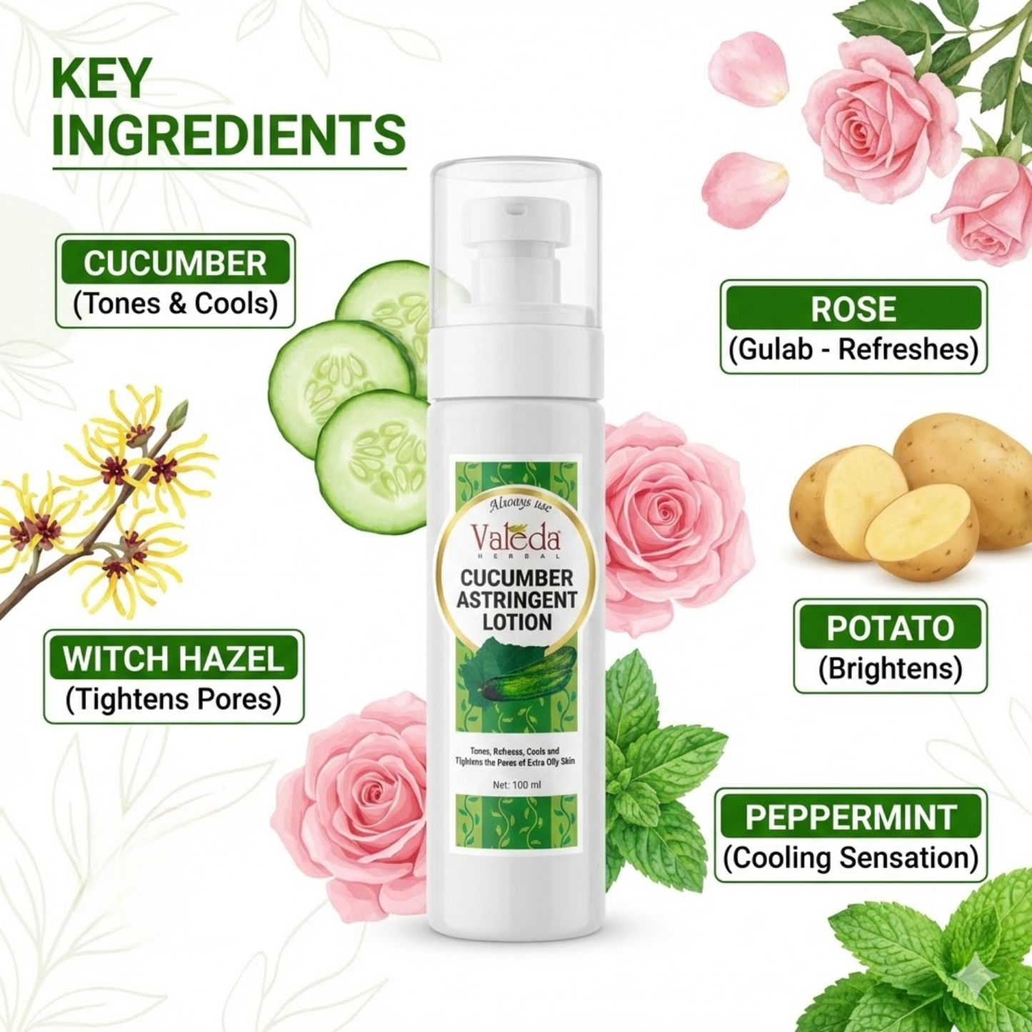 VALEDA HERBAL CUCUMBER ASTRINGENT LOTION