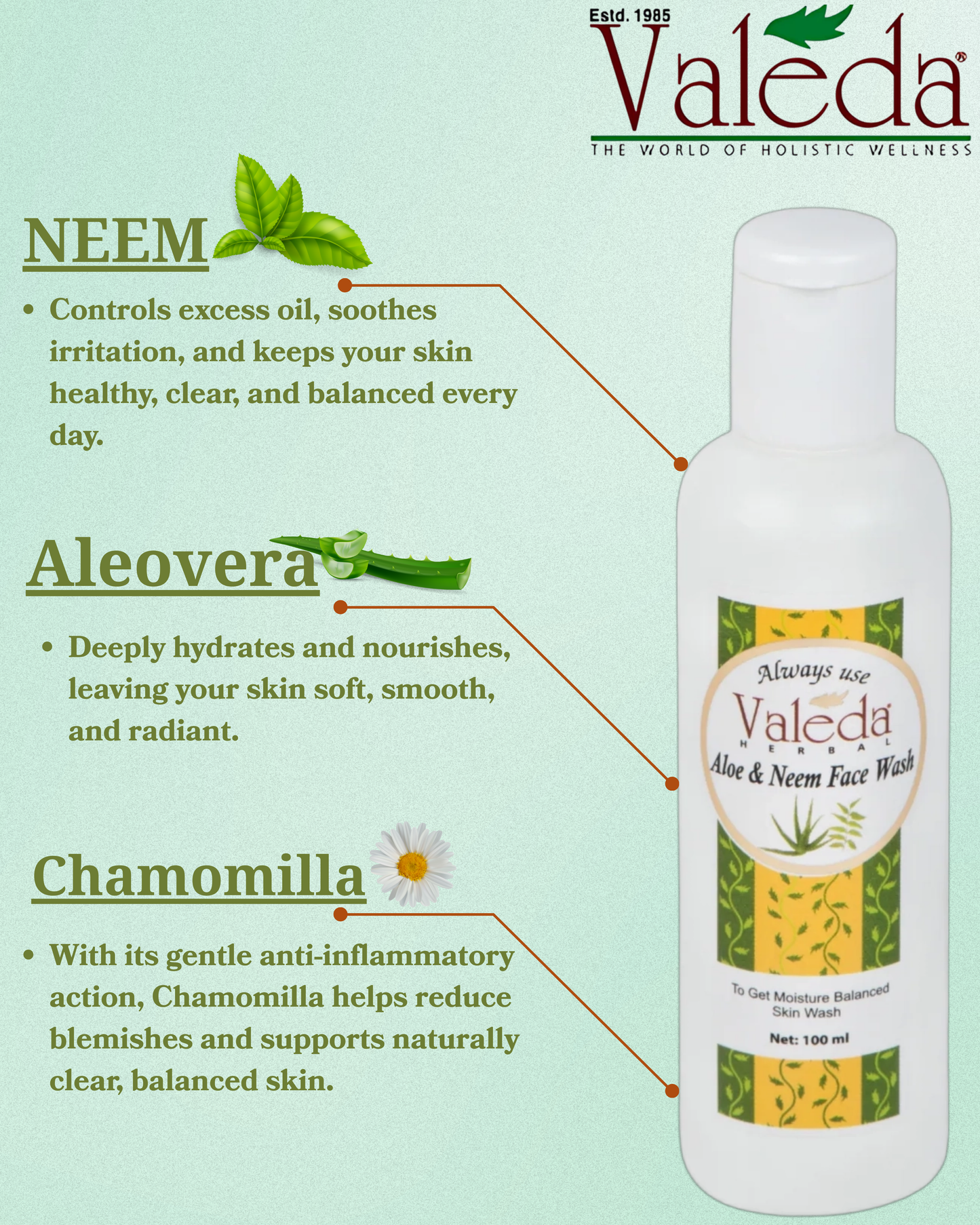 VALEDA HERBAL ALOE & NEEM FACE WASH