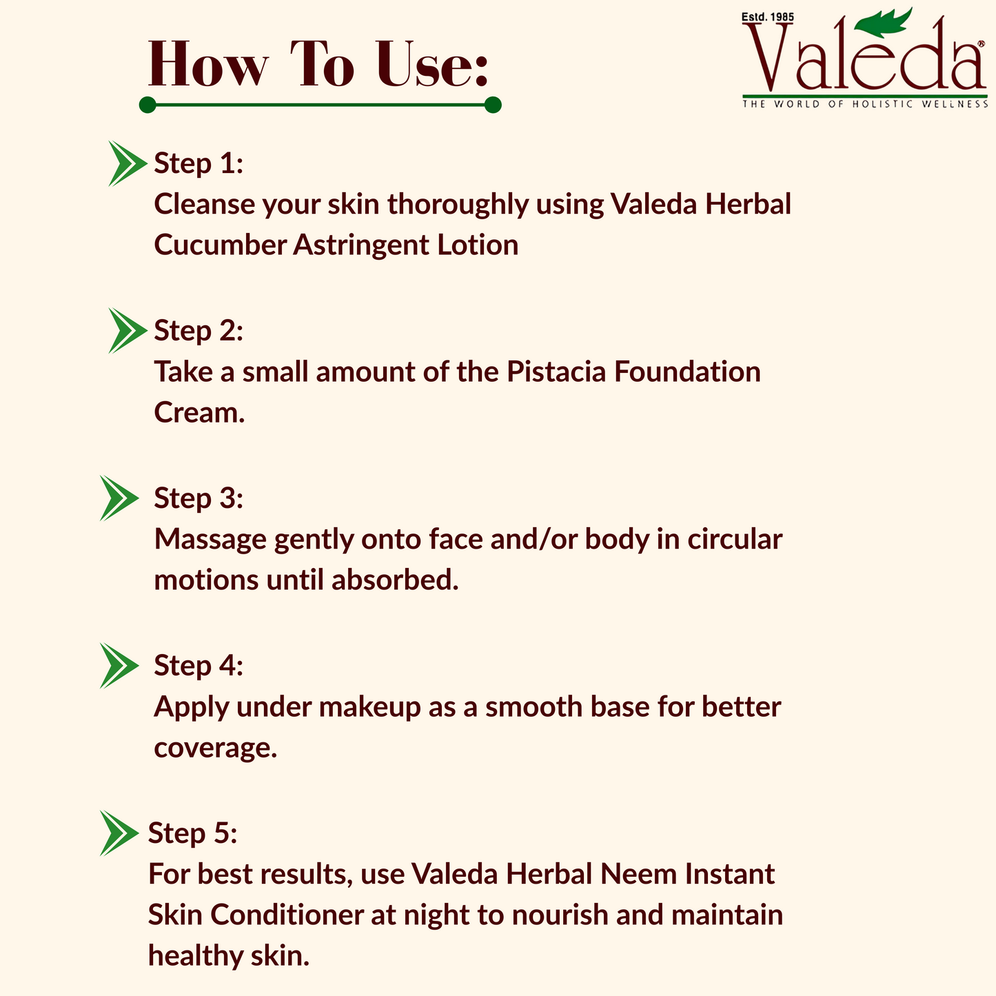 VALEDA HERBAL PISTACIA FOUNDATION CREAM