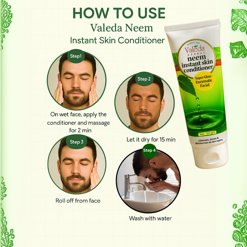 Valeda Neem Instant Skin Conditioner - All in one Skin Care, SLES & Paraben Free, Soap Free 100% Vegan