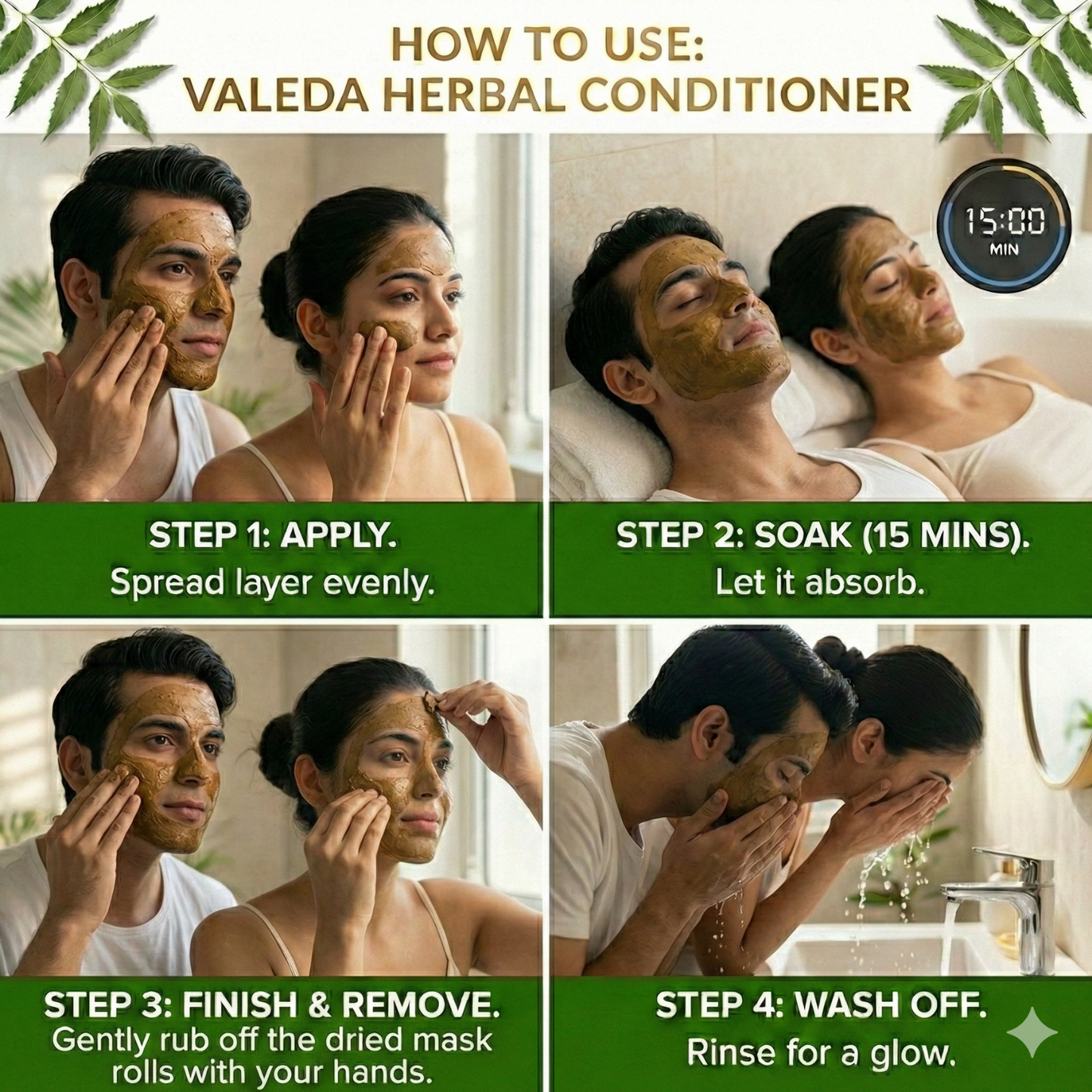 Valeda Neem Instant Skin Conditioner - All in one Skin Care, SLES & Paraben Free, Soap Free 100% Vegan