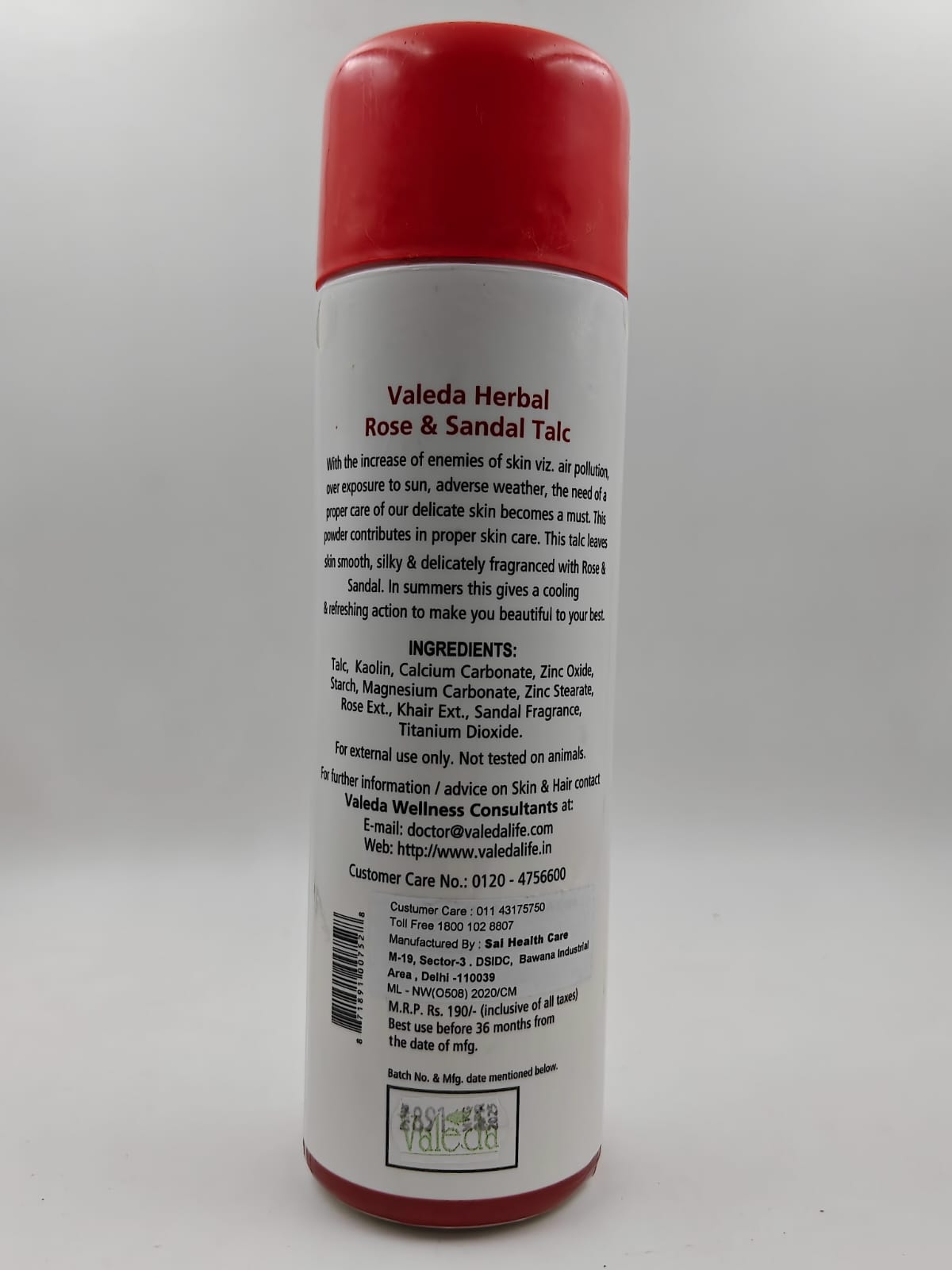 VALEDA HERBAL ROSE & SANDAL TALC