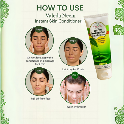 Valeda Neem Instant Skin Conditioner - All in one Skin Care, SLES & Paraben Free, Soap Free 100% Vegan